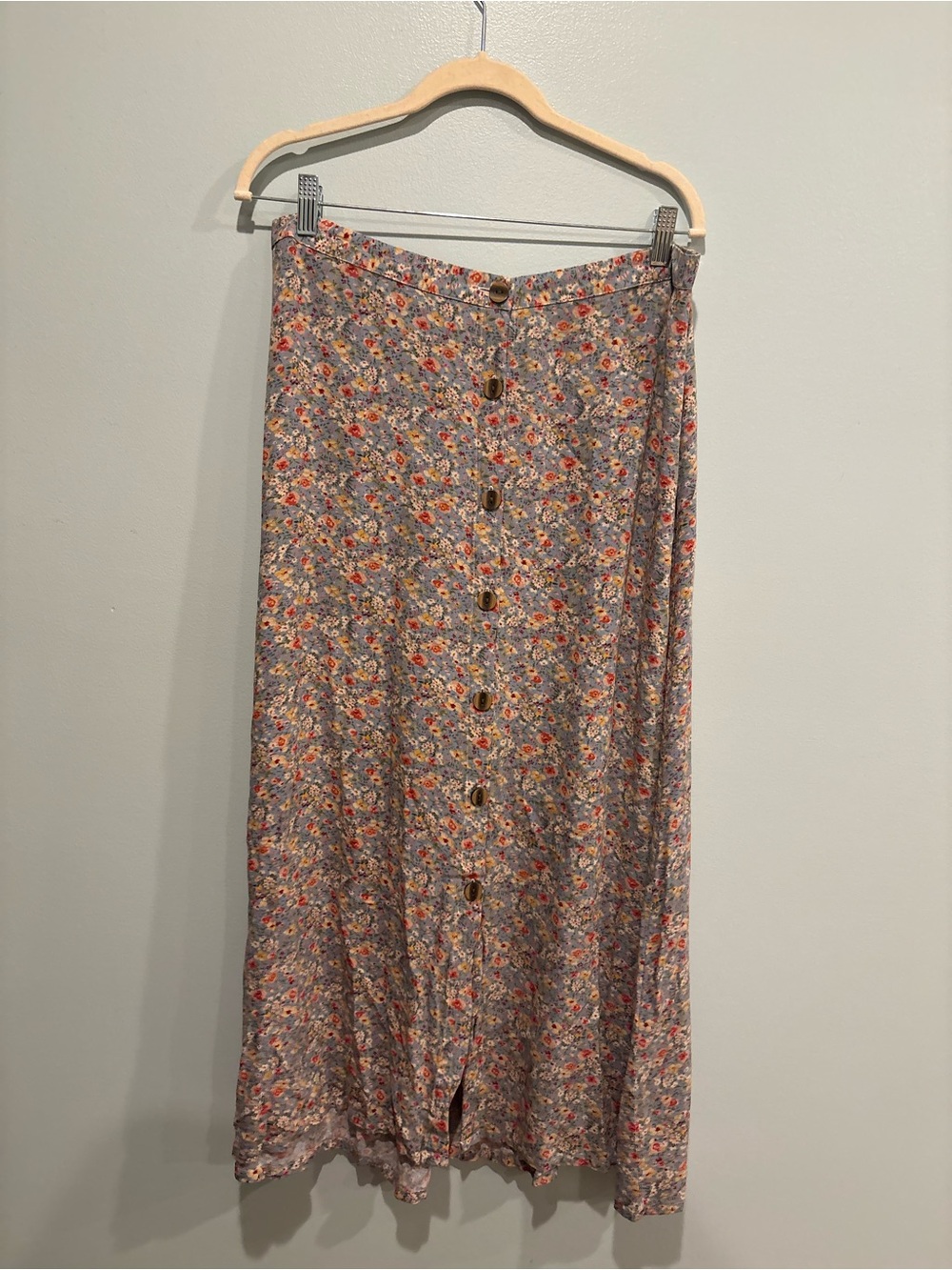American Eagle Floral Button-Front Maxi Skirt - Pink Floral
